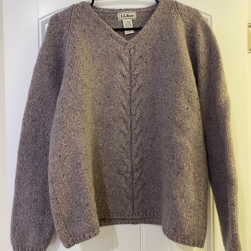 LL Bean lambswool v neck purple sweater